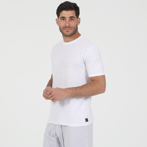 DIRTY LAUNDRY-Ανδρική μπλούζα DIRTY LAUNDRY LINEN DOUBLE HEM TEE λευκή
