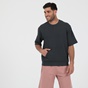 DIRTY LAUNDRY-Ανδρική κοντομάνικη φούτερ μπλούζα DIRTY LAUNDRY OVERSIZED LOOSE KNIT ανθρακί γκρι