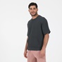 DIRTY LAUNDRY-Ανδρική κοντομάνικη φούτερ μπλούζα DIRTY LAUNDRY OVERSIZED LOOSE KNIT ανθρακί γκρι