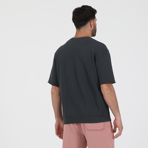 DIRTY LAUNDRY-Ανδρική κοντομάνικη φούτερ μπλούζα DIRTY LAUNDRY OVERSIZED LOOSE KNIT ανθρακί γκρι