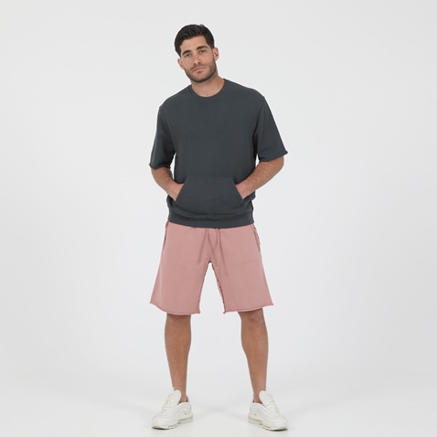 DIRTY LAUNDRY-Ανδρική κοντομάνικη φούτερ μπλούζα DIRTY LAUNDRY OVERSIZED LOOSE KNIT ανθρακί γκρι