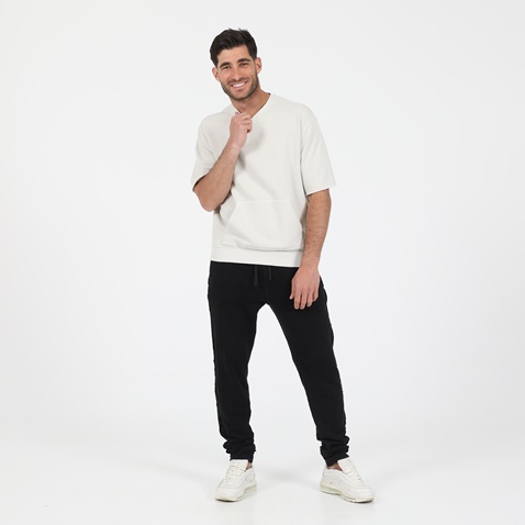 DIRTY LAUNDRY-Ανδρική κοντομάνικη φούτερ μπλούζα DIRTY LAUNDRY OVERSIZED LOOSE KNIT λευκή