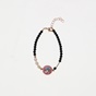 ERMINA KASS-Γυναικείο βραχιόλι ERMINA KASS PEACH CERAMIC EVIL EYE μαύρο κοραλί