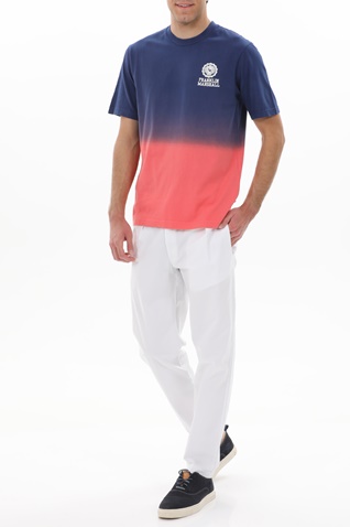 FRANKLIN & MARSHALL-Ανδρικό t-shirt FRANKLIN & MARSHALL JM3140.000.1006G61 μπλε πορτοκαλί