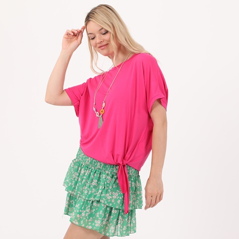 ATTRATTIVO-Γυναικείο cropped top με μακρύ κολιέ ATTRATTIVO φούξια