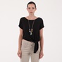 ALE-Γυναικείο cropped top με μακρύ κολιέ ATTRATTIVO μαύρο