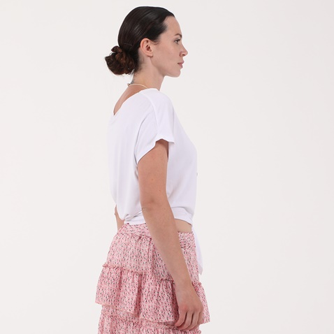 'ALE-Γυναικείο cropped top με μακρύ κολιέ ATTRATTIVO λευκό