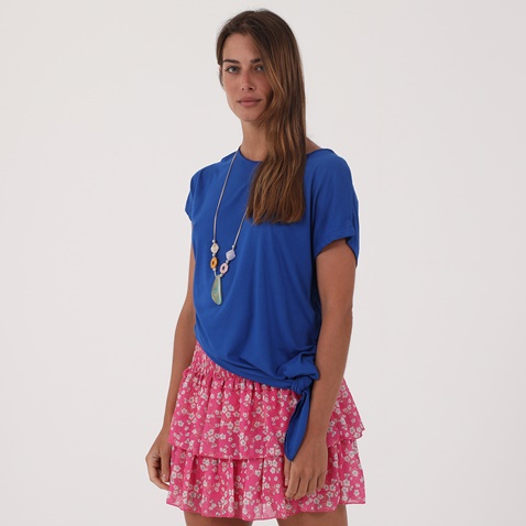 ALE-Γυναικείο cropped top με μακρύ κολιέ ATTRATTIVO μπλε