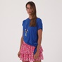 ALE-Γυναικείο cropped top με μακρύ κολιέ ATTRATTIVO μπλε