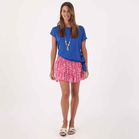 ALE-Γυναικείο cropped top με μακρύ κολιέ ATTRATTIVO μπλε