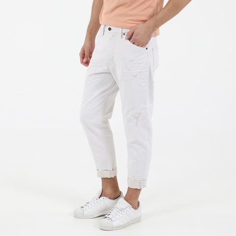 STAFF JEANS-Ανδρικό jean παντελόνι STAFF JEANS ROD λευκό
