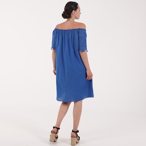 ATTRATTIVO-Γυναικείο mini off the shoulders φόρεμα ATTRATTIVO μπλε