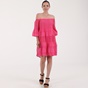 'ALE-Γυναικείο mini off the shoulders φόρεμα 'ALE φούξια