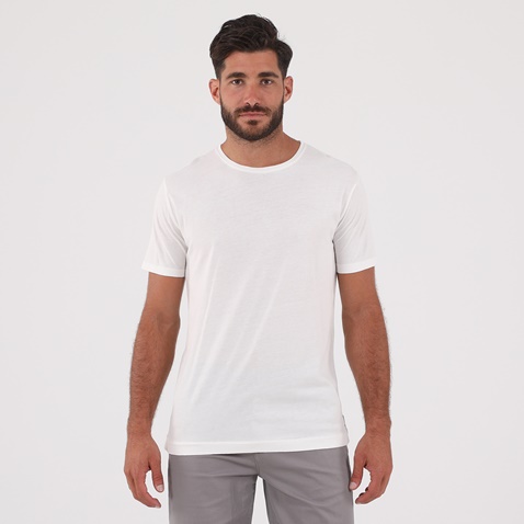 DIRTY LAUNDRY-Ανδρική κοντομάνικη μπλούζα DIRTY LAUNDRY DLMT0120F SOFT MODAL CREWNECK λευκή