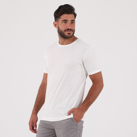 DIRTY LAUNDRY-Ανδρική κοντομάνικη μπλούζα DIRTY LAUNDRY DLMT0120F SOFT MODAL CREWNECK λευκή