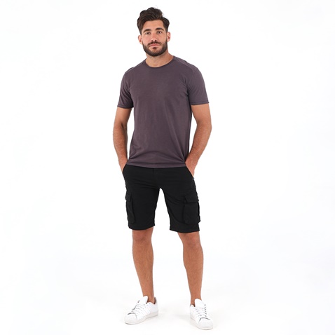 DIRTY LAUNDRY-Ανδρική μπλούζα DIRTY LAUNDRY  DLMT0121F HALF RIB NECK SLUB μοβ