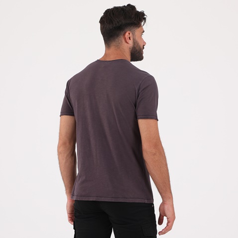 DIRTY LAUNDRY-Ανδρική μπλούζα DIRTY LAUNDRY  DLMT0121F HALF RIB NECK SLUB μοβ