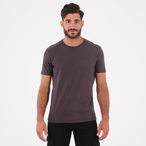 DIRTY LAUNDRY-Ανδρική μπλούζα DIRTY LAUNDRY  DLMT0121F HALF RIB NECK SLUB μοβ