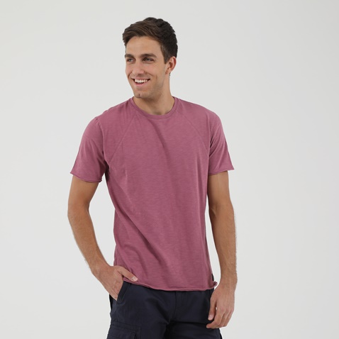 DIRTY LAUNDRY-Ανδρικό t-shirt DIRTY LAUNDRY FRONT DOUBLE STITCHES ροζ
