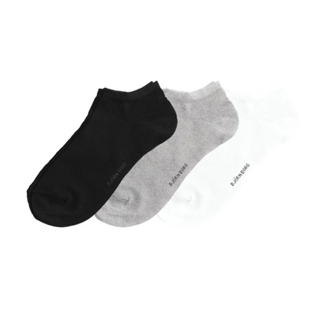 BJORN BORG-Σετ από 3 ζευγάρια unisex κοντές κάλτσες BJORN BORG ESSENTIAL λευκό γκρι μαύρο 
