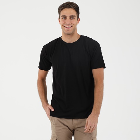 DIRTY LAUNDRY-Ανδρικό t-shirt DIRTY LAUNDRY CARBON MODAL SLEEVE SEAM μαύρο