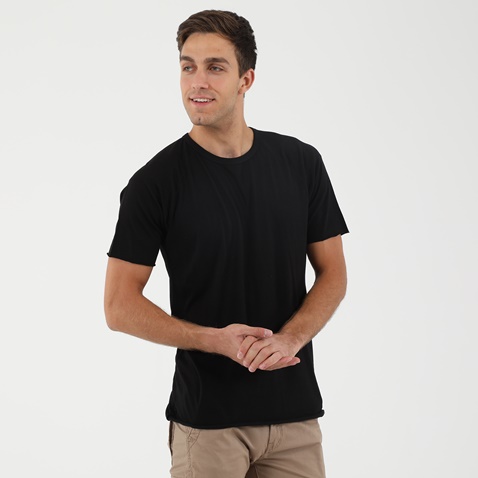 DIRTY LAUNDRY-Ανδρικό t-shirt DIRTY LAUNDRY CARBON MODAL SLEEVE SEAM μαύρο