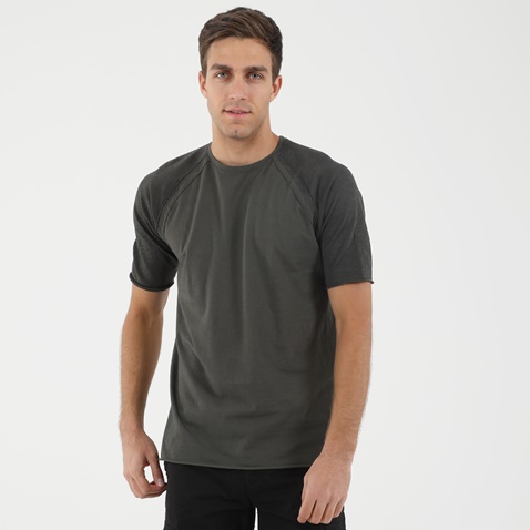 DIRTY LAUNDRY-Ανδρικό t-shirt DIRTY LAUNDRY COMBINED RAGLAN πράσινο