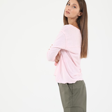 DIRTY LAUNDRY-Γυναικεία μπλούζα DIRTY LAUNDRY DLWL01S21 ACID LINEN BLEND L/S ροζ
