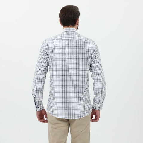 MARTIN & CO-Ανδρικό πουκάμισο MARTIN & CO 52-0685 Regular Fit λευκό μπλε μπεζ καρό