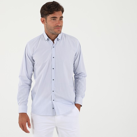 MARTIN & CO-Ανδρικό πουκάμισο MARTIN & CO 52-1310 Regular Fit μπλε λευκό ριγέ