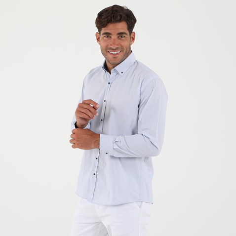 MARTIN & CO-Ανδρικό πουκάμισο MARTIN & CO 52-1310 Regular Fit μπλε λευκό ριγέ