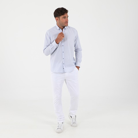MARTIN & CO-Ανδρικό πουκάμισο MARTIN & CO 52-1310 Regular Fit μπλε λευκό ριγέ