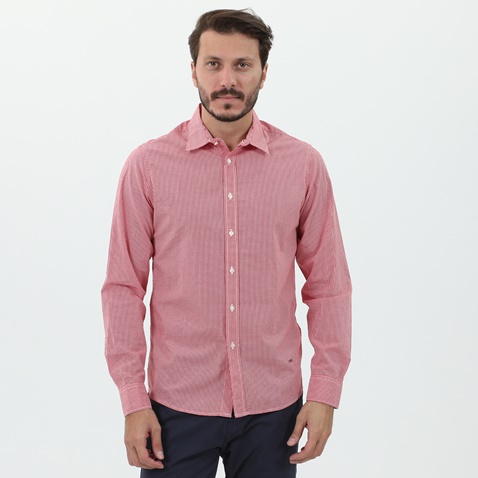 STAFF JEANS-Ανδρικό πουκάμισο STAFF JEANS 61-007.045 MARIO κόκκινο λευκό καρό