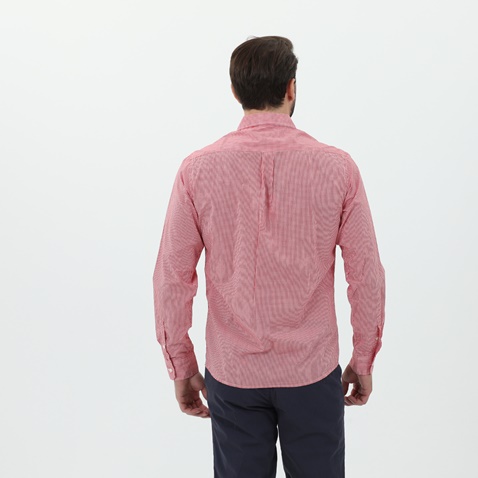 STAFF JEANS-Ανδρικό πουκάμισο STAFF JEANS 61-007.045 MARIO κόκκινο λευκό καρό