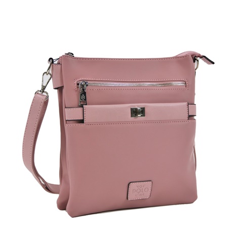 VQF ITALIA-Γυναικείο τσαντάκι χιαστί VQF POLO LINE 1927 HANDBAG ροζ