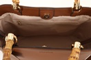 FOLLI FOLLIE-Γυναικεία δερμάτινη τσάντα tote FOLLI FOLLIE Harmony με λαβές bamboo καφέ