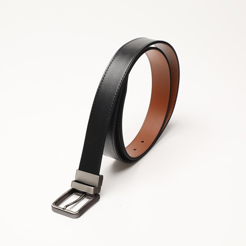 MARTIN & CO-Ανδρική ζώνη MARTIN & CO 121-122-0001 LEATHER BELT DOUBLE μαύρη καφέ