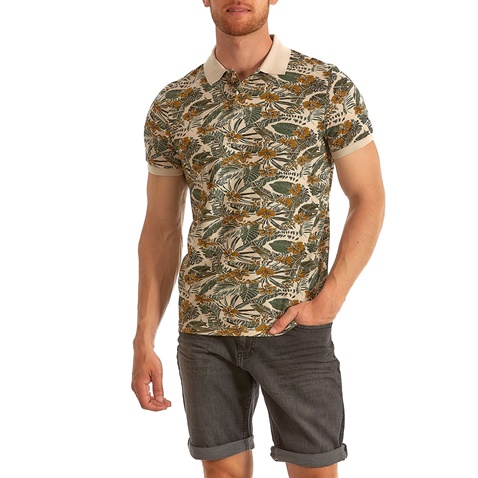 ADMIRAL-Ανδρική polo μπλούζα ADMIRAL 1121480075 T-S OGER UN CAZ εκρού πράσινη