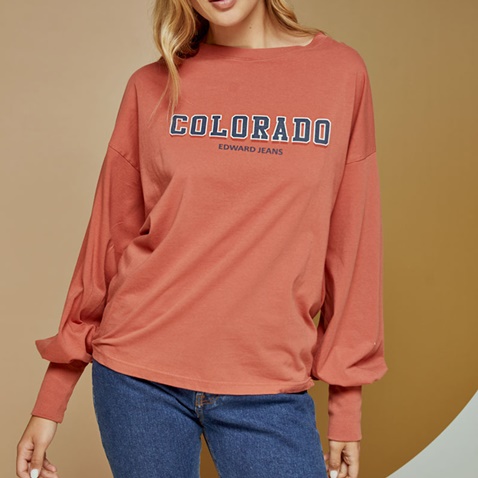 EDWARD JEANS-Γυναικεία μπλούζα EDWARD JEANS  WP-N-TOP-W21-008 DAYO πορτοκαλί