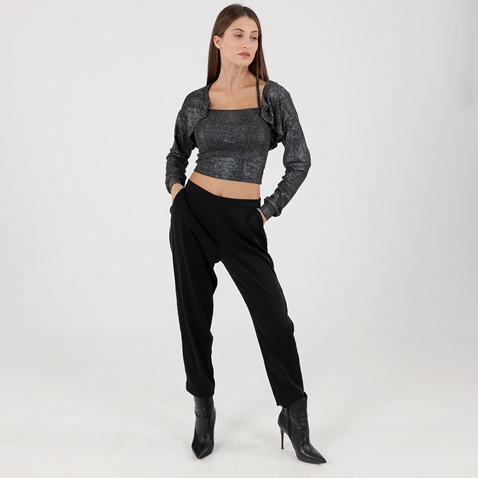 ATTRATTIVO-Γυναικείο σετ από ζακέτα μπολερό και cropped top ATTRATTIVO 92523410 ασημί
