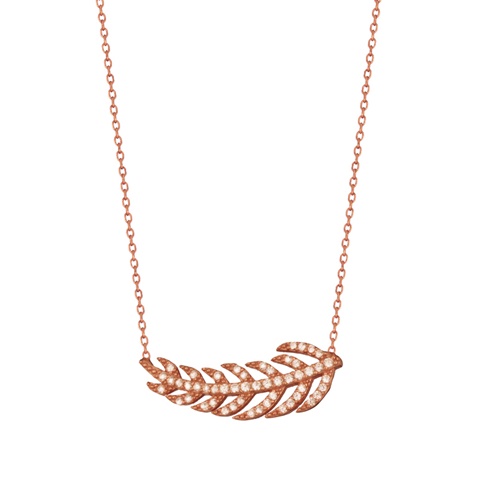 JEWELTUDE-Γυναικείο ασημένιο κοντό κολιέ JEWELTUDE 15620 ροζ χρυσό