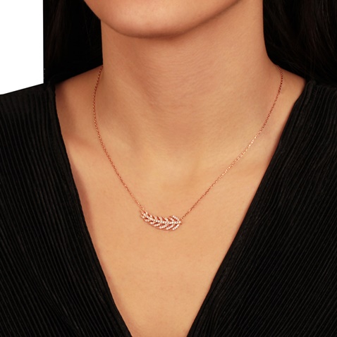 JEWELTUDE-Γυναικείο ασημένιο κοντό κολιέ JEWELTUDE 15620 ροζ χρυσό