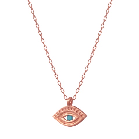 JEWELTUDE-Γυναικείο ασημένιο κοντό κολιέ JEWELTUDE 10924 Μάτι ρόζ 
