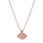 JEWELTUDE-Γυναικείο ασημένιο κοντό κολιέ JEWELTUDE 10924 Μάτι ρόζ 