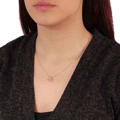 JEWELTUDE-Γυναικείο ασημένιο κοντό κολιέ JEWELTUDE 10924 Μάτι ρόζ 