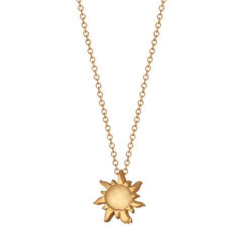 JEWELTUDE-Γυναικείο κοντό ασημένιο κολιέ JEWELTUDE 14476 Ηλιος χρυσό