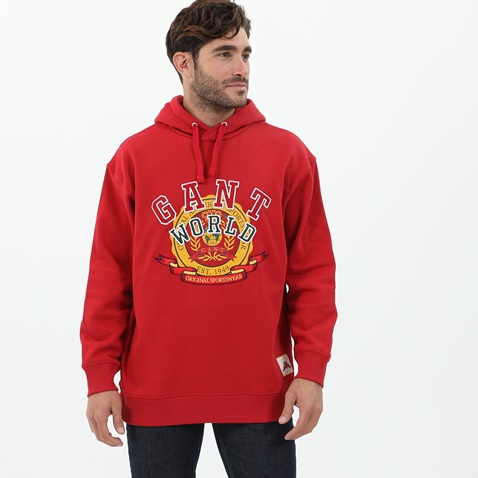 GANT-Ανδρική φούτερ μπλούζα GANT 2007026 WORLD CREST RELAXED κόκκινη