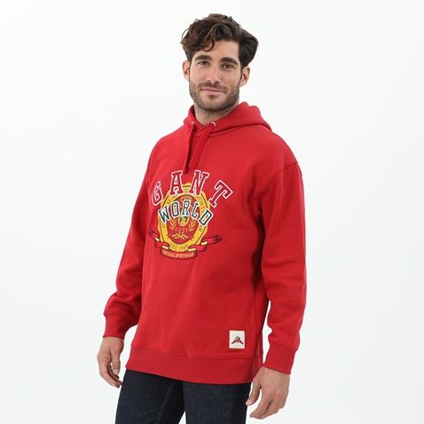 GANT-Ανδρική φούτερ μπλούζα GANT 2007026 WORLD CREST RELAXED κόκκινη