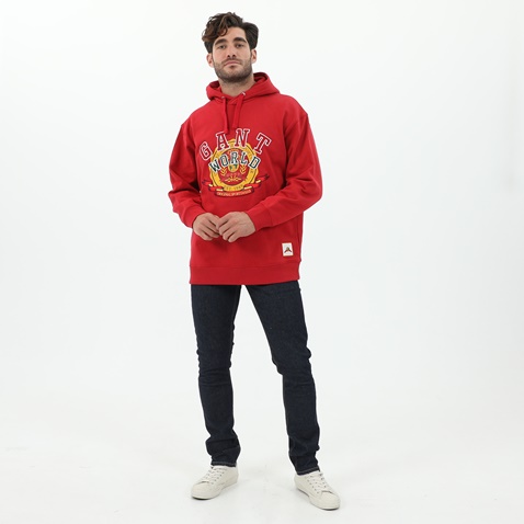 GANT-Ανδρική φούτερ μπλούζα GANT 2007026 WORLD CREST RELAXED κόκκινη