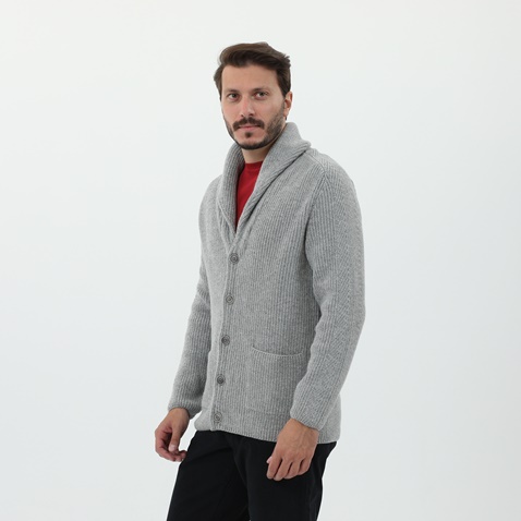GANT-Ανδρική πλεκτή ζακέτα GANT TEXTURED WOOL BLEND γκρι
